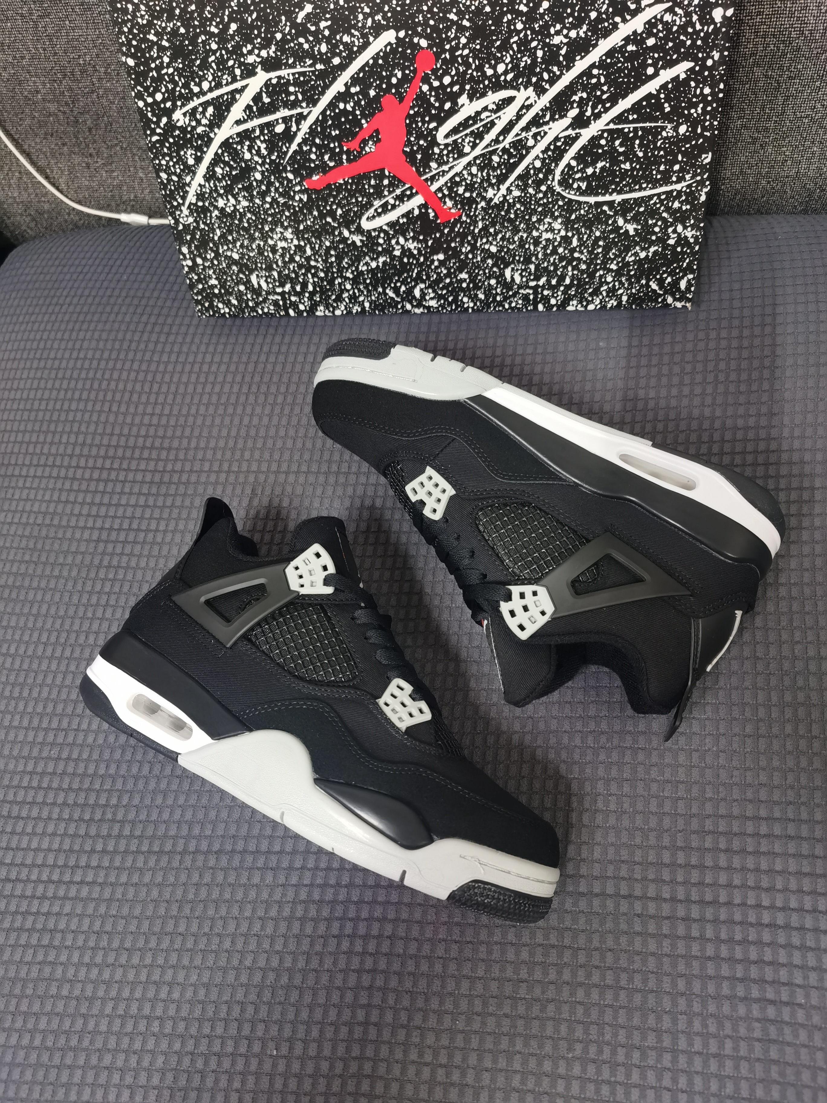 New 2022 Air Jordan 4 Retro Cavans Black White Shoes